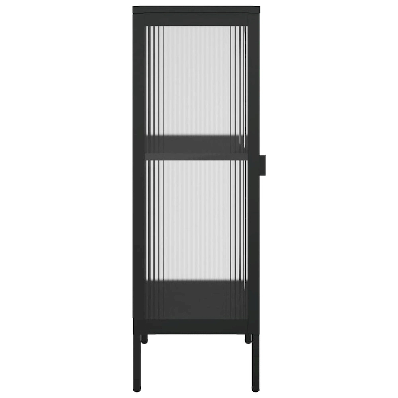 vidaXL Sideboard Black 15.7x13.8x41.3 Glass and Steel - 15.7 x 13.8 x 41.3