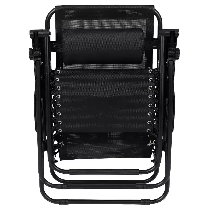 Merrick Lane Set of 2 Folding Mesh Upholstered Zero Gravity Chair with Removable Pillow and Cupholder Tray