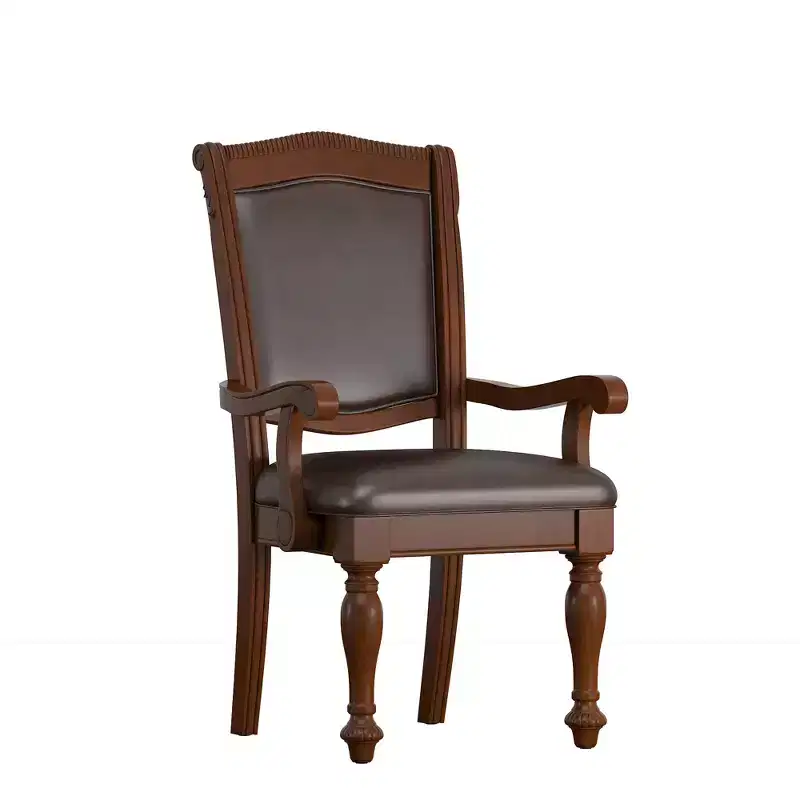 Brown Faux Leather W/ Arms Dining Chairs (Set of 2) - Cherry