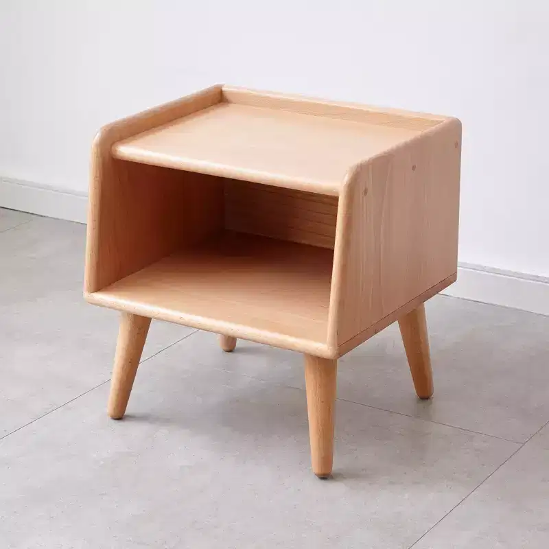 Natural Solid Wood Nightstand for Bedroom and Living Room