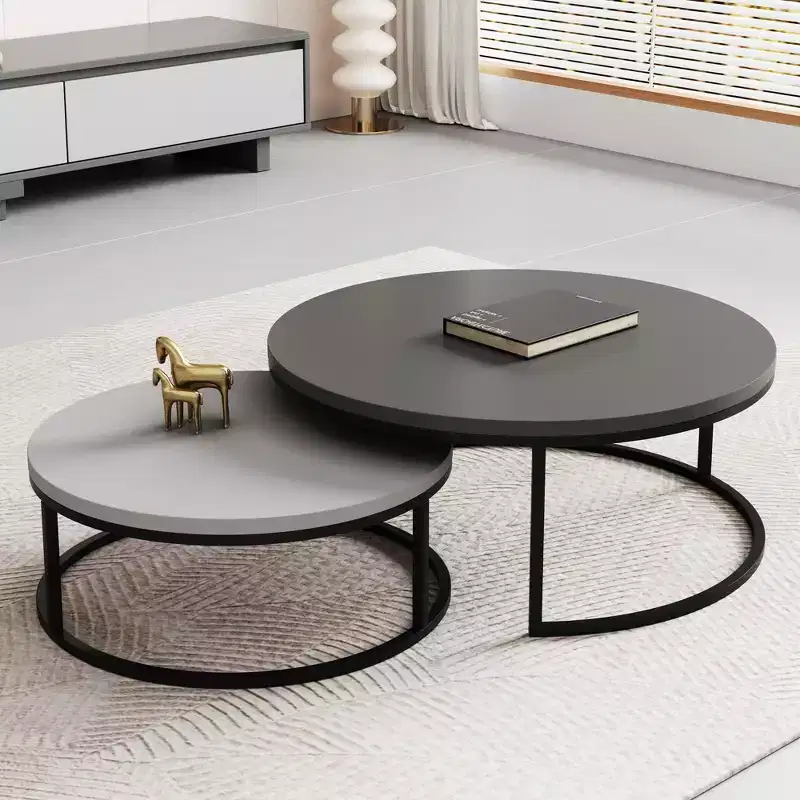 Luck Live Modern gray nested round coffee table