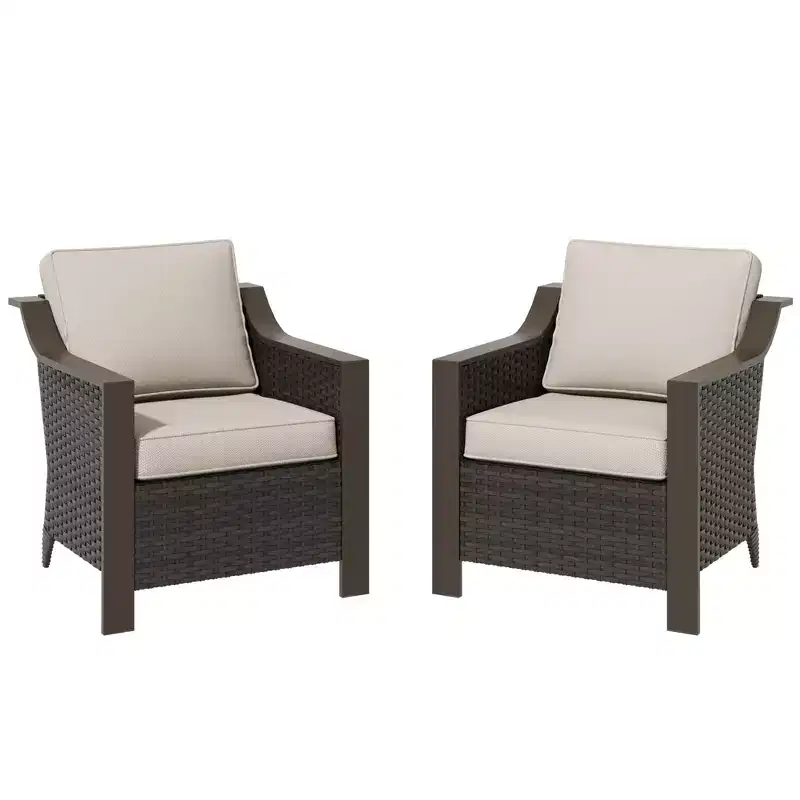 UPTIOT 2-Person Outdoor Patio Wicker Chair Set