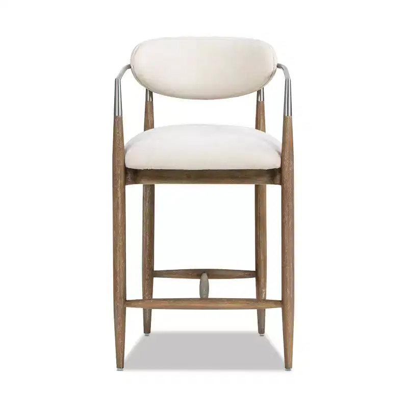 Jennifer Taylor Home Artemis 26 Mixed Material Upholstered Counter Stool, Warm White Chenille