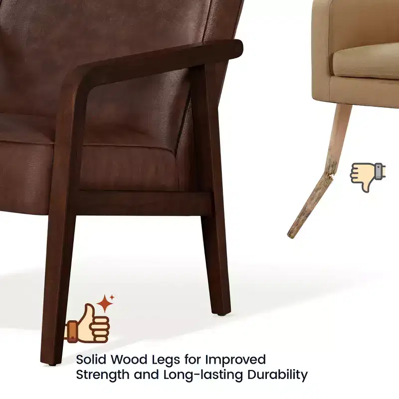 Modern Faux Leather Upholstered Accent Chair Armchair