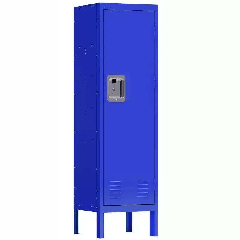 Single Tier Steel Locker with 2 Compartments, Metal Storage Cabinet for Home Office School Gym, 54H x 15W x 14D