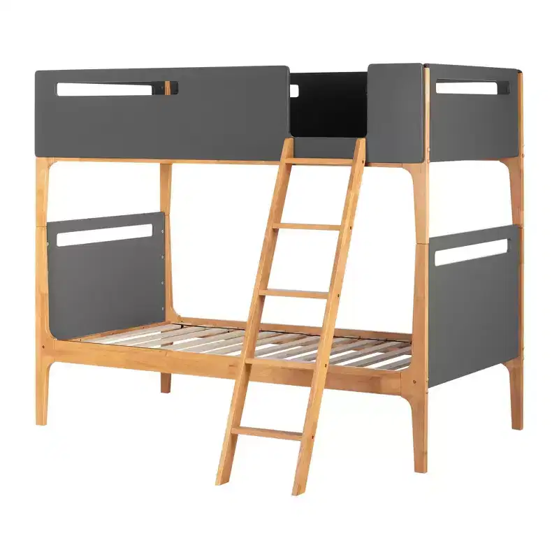 Modern Double Bunk Bed with Laminated Wood Frame