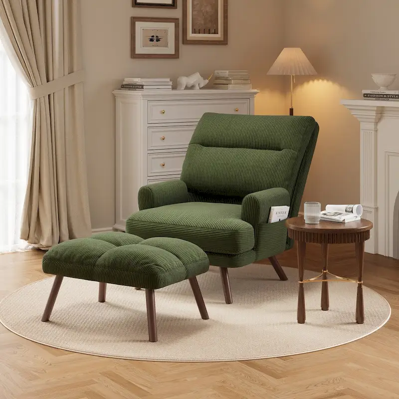 OVIOS Ajustable Recliner Chair with Ottoman