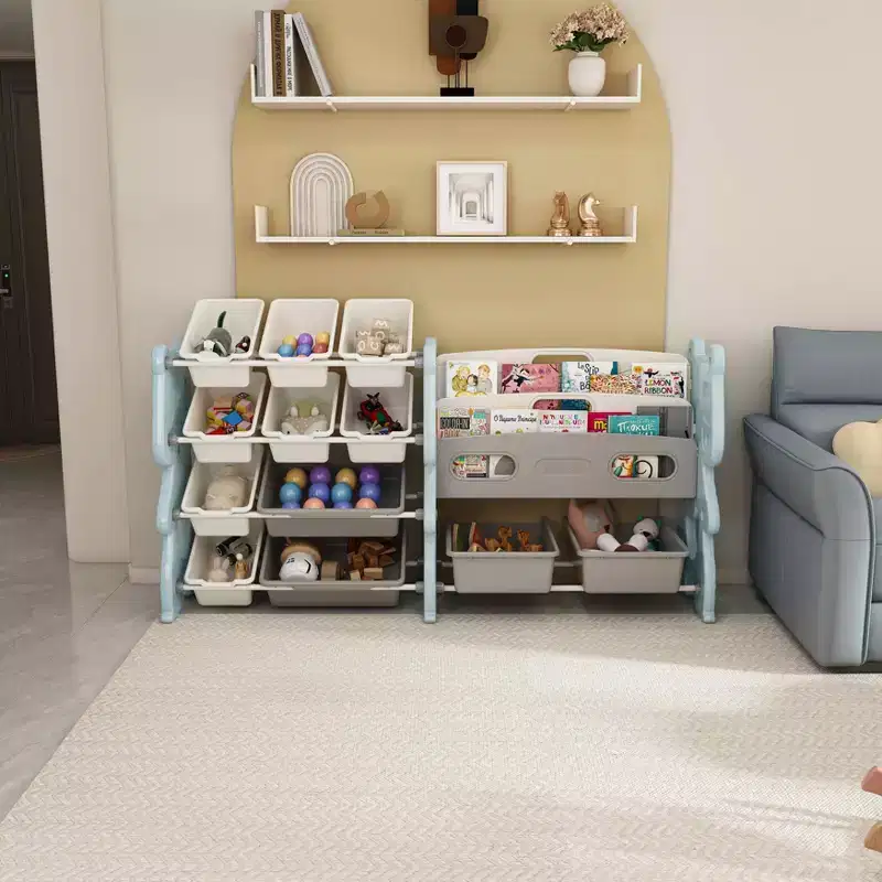 Kids Toy Storage Organizer, 2 Tier Bookshelf 12 Toy Bins, Playroom Bedroom Kids Room Classroom