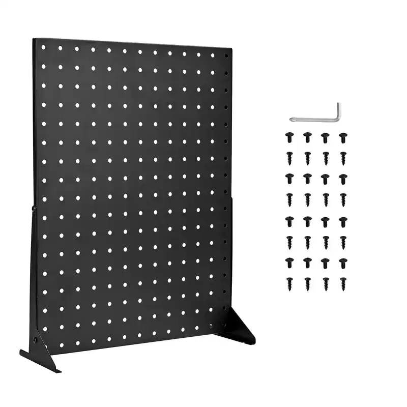 VEVOR Pegboard Display Stand, Tabletop Pegboard Display Stand, Accessories Rack Organizer, thickened Cold-Rolled Steel Peg Board Panel, Black, 4PCS