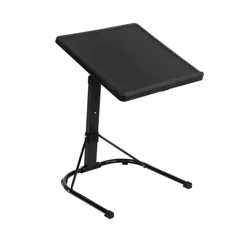 Adjustable Height Folding Tray Table Black