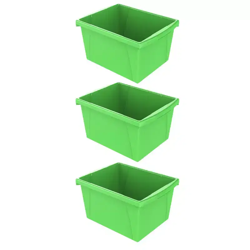 Small Classroom Storage Bin Green Pack of 3
