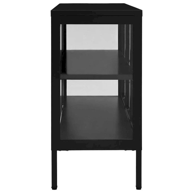 vidaXL Sideboard Black 41.3x13.8x27.6 Steel and Glass