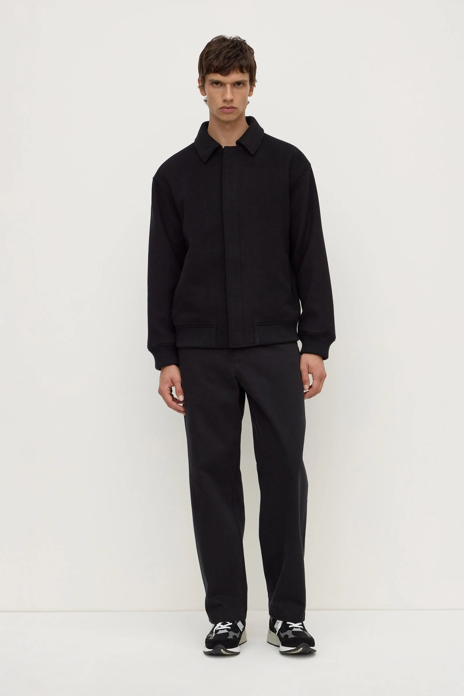 Black Wool Bomber Jacket