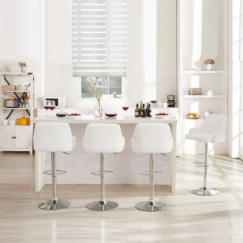 Adjustable Counter Height Swivel Barstool with Back and Armrest