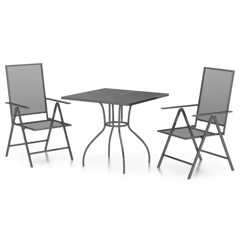 vidaXL Modern Anthracite Steel Patio Dining Set