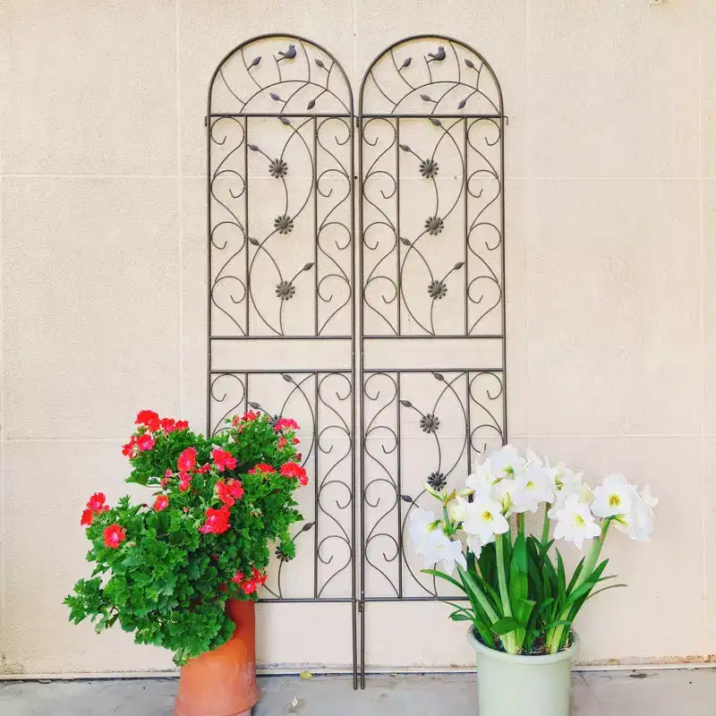 4-Pack 86.7x19.7in Metal Garden Trellis - Rustproof, Brown, for Outdoor Climbing Plants & Flowers