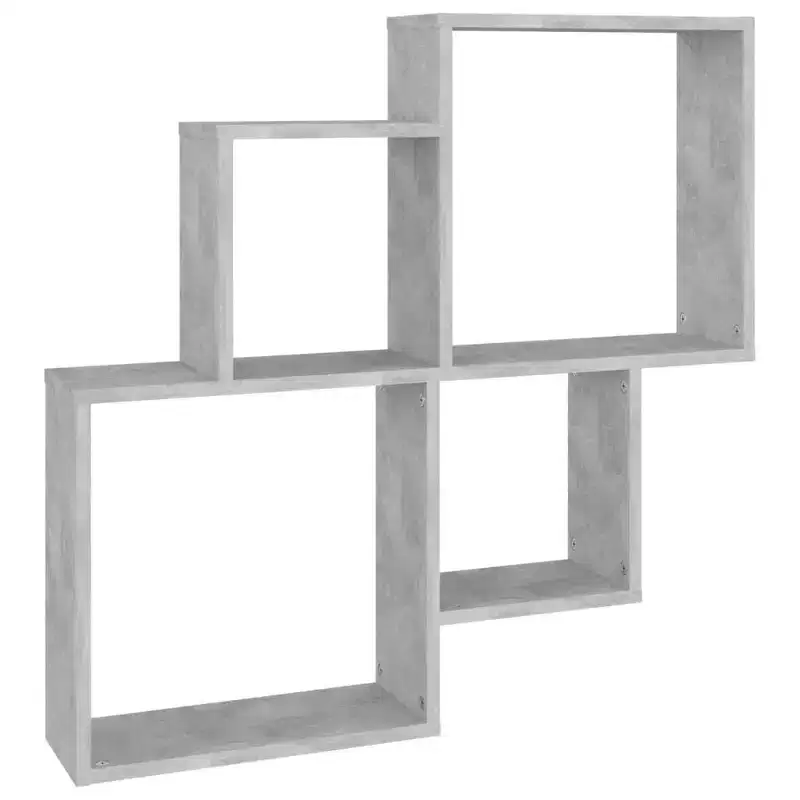 Concrete Grey Engineered Wood Wall Cube Shelf, Medium, 88 lb Capacity