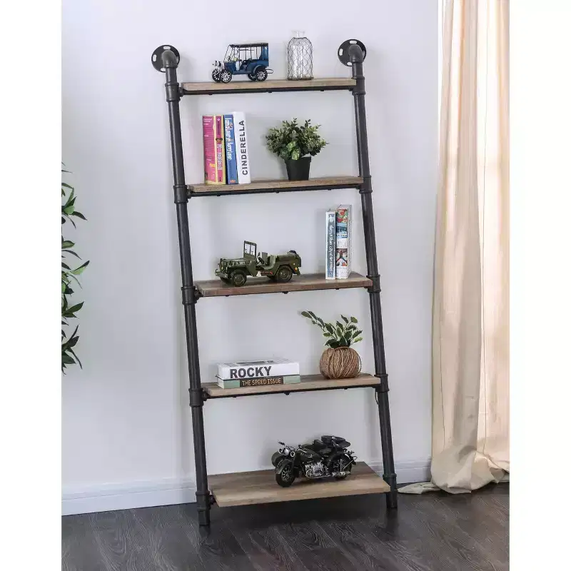 HOMES: Inside + Out 61" Mateo 5 Layer Ladder Book Shelves Brown/Oak
