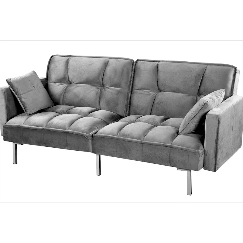 Bernal 75.6W Velvet Futon Sofa Bed Sleeper