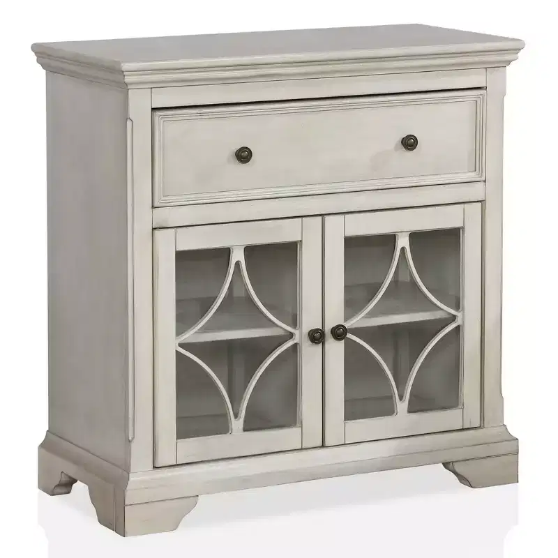 Evadra Hallway Cabinet Antique White - HOMES: Inside + Out: MDF & Poplar, Bracket Feet, Concealed Shelves