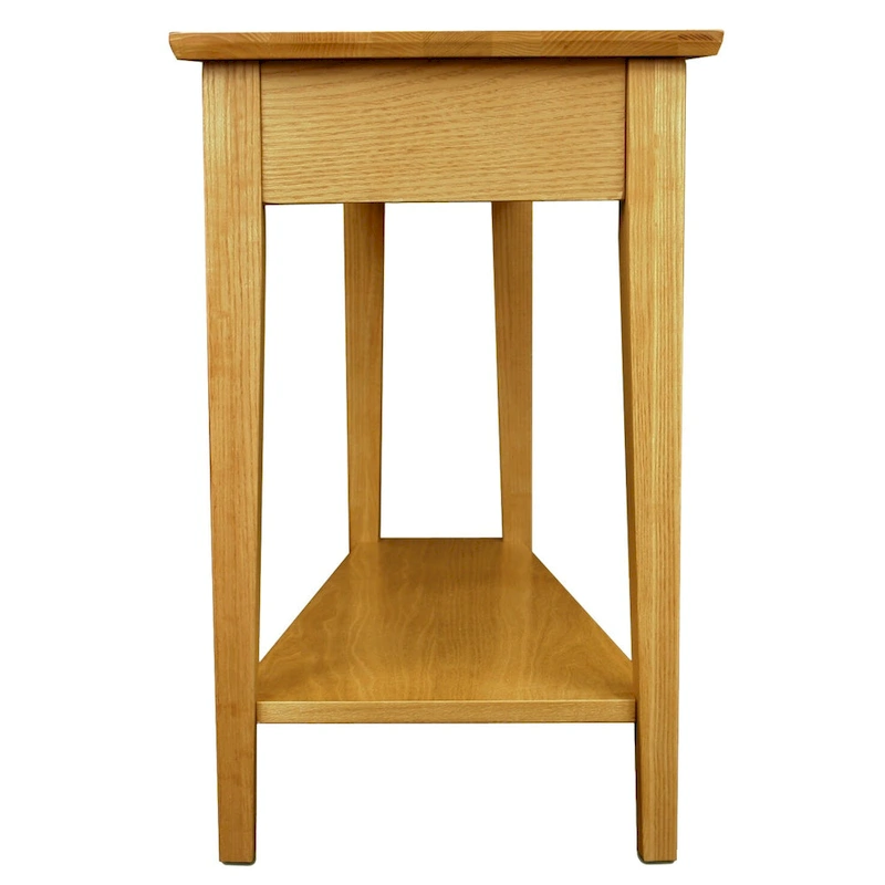Teegan Solid Wood Recliner Wedge End Side Table with Shelf
