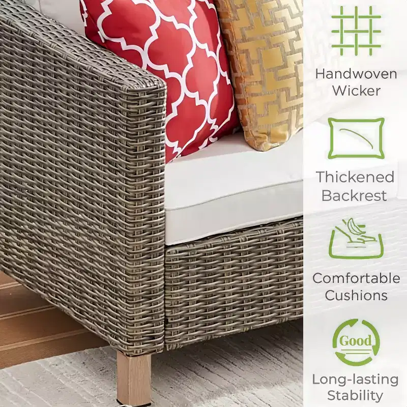 9 Piece Patio Conversation Sets with Cushions and Coffee Table