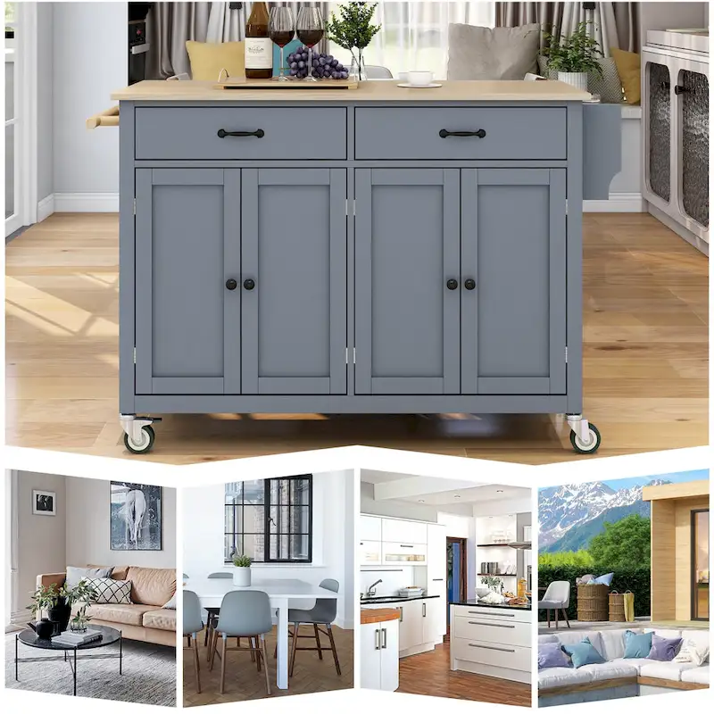 Kitchen Island Finish with Wood Top Kitchen Cart