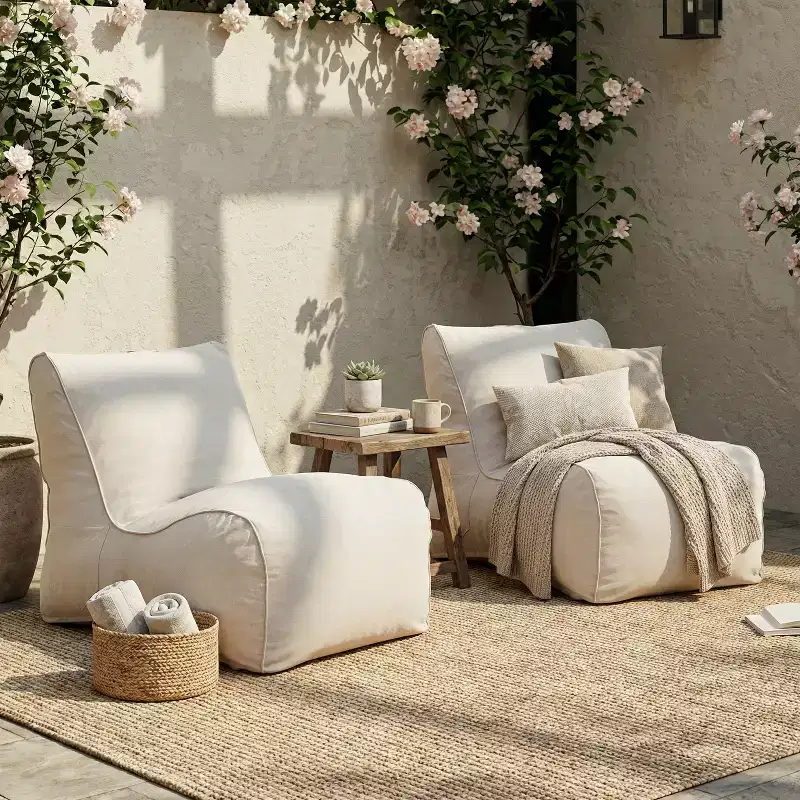 Christopher Knight Home Estelle Modern Outdoor Bean Bag Lounge Chair (Set of 2)