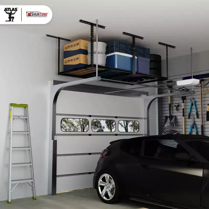 4'x8' Overhead Garage Storage Rack, 1100 lbs Capacity, Hammertone Black Finish