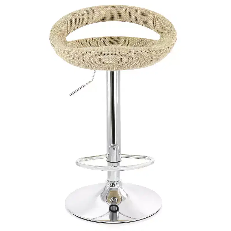 Elama 2 Piece Adjustable Rattan Barstool in Gray with Chrome Base
