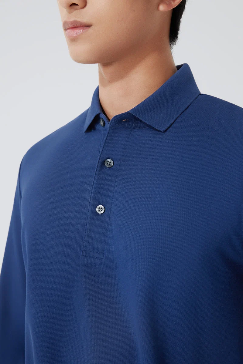 Long Sleeve Polo – Blue