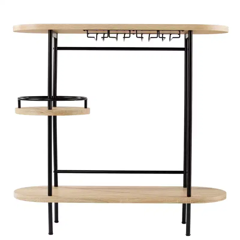 Wine/Bar Table with Glassware Storage - Natural