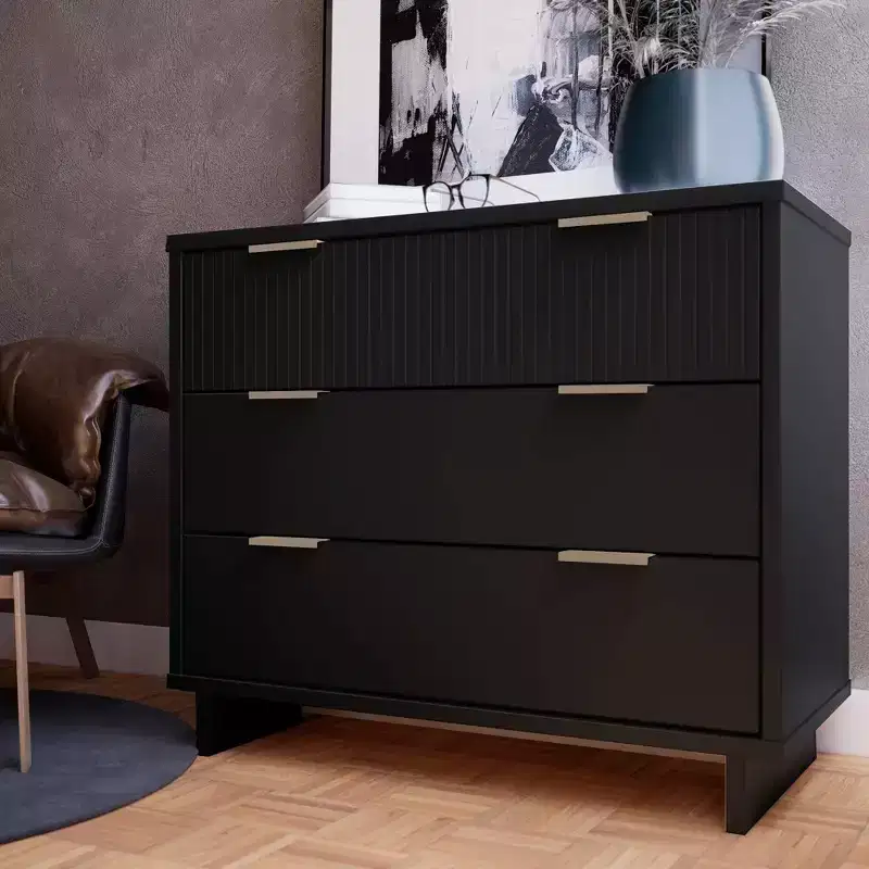 Modern 3-Drawer Standard Dresser - Wood Frame, Painted Finish, Anti-Tip Hardware