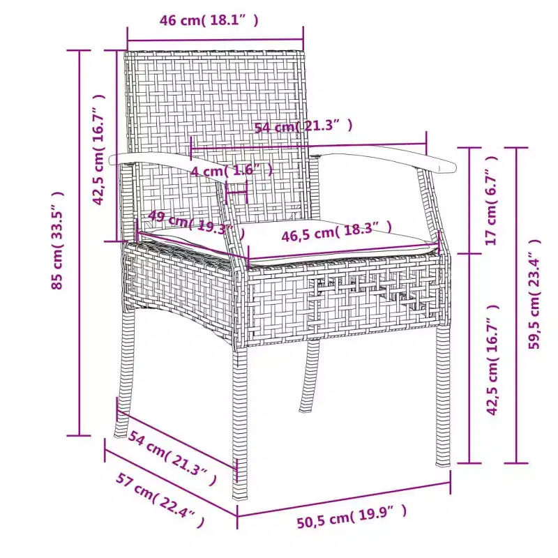 vidaXL Garden Chair Grey and brown