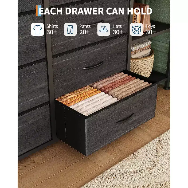 16-Drawer Storage Rack Iron + MDF Fabric Adjustable Feet Large Capacity Home Storage Organizer