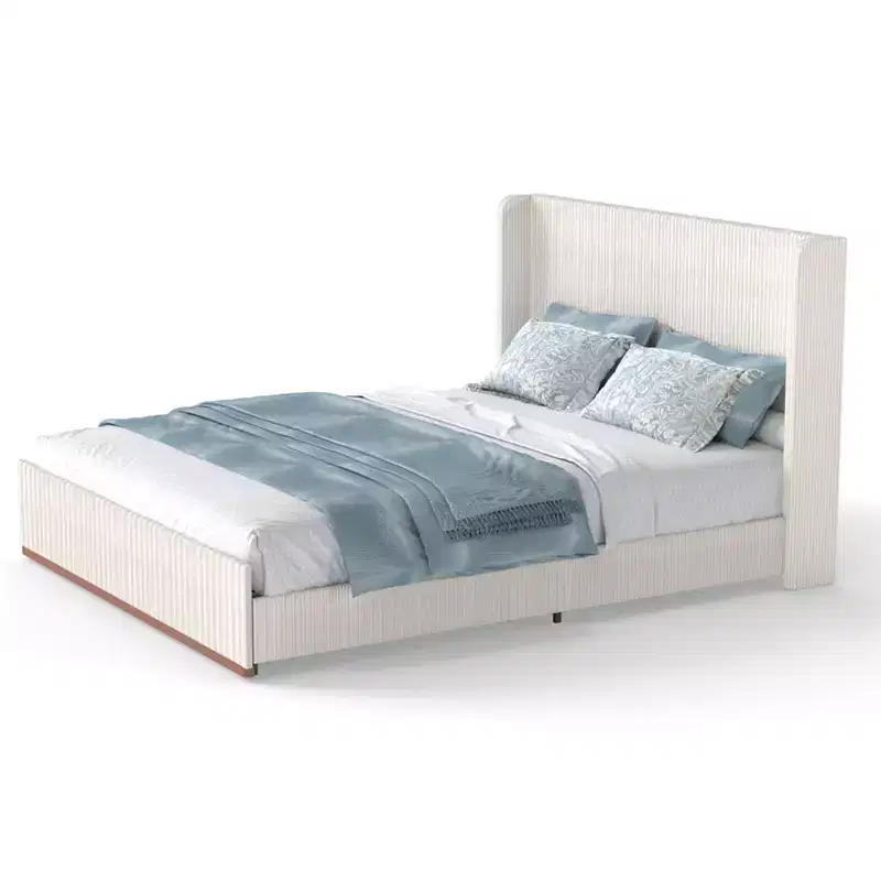GDFStudio Hansen Modern Upholstered Bed Frame with Wingback Headboard