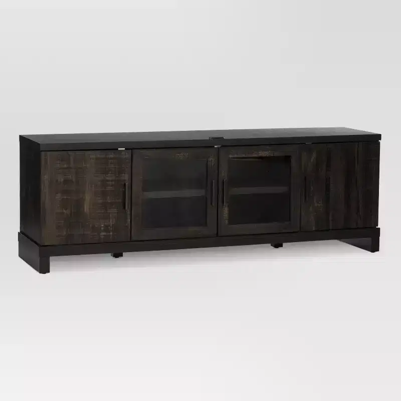 Storage TV Stand for TVs up to 75" Weathered Pine - Threshold™: Farmhouse Style Media Console with Adjustable Shelves