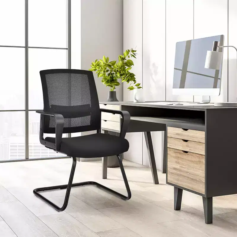 Costway Set of 2/4/6/8/12 Conference Chairs Mesh Reception Office Guest Chairs w/ Lumbar Support