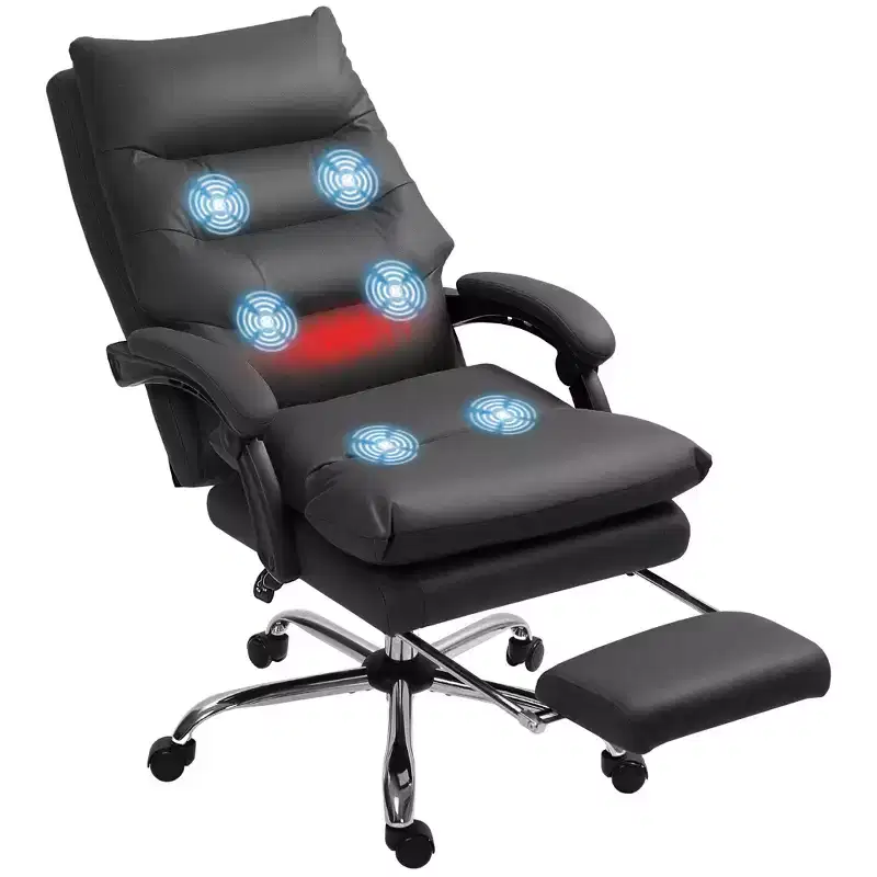 Vibration Massage Office Chair, Recining Back, Footrest, Microfibre Comfy Computer Chair