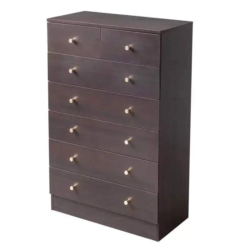 7-Drawer Gray Chest of Drawers, 25.98 in. W Particle Board Storage Cabinet