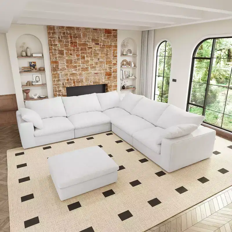 Oversized 160 Cloud Modular Sectional Sofa with Storage Ottomans, 6seaters Convertible Couch Deep Seat Couches for Living Room 6seaters