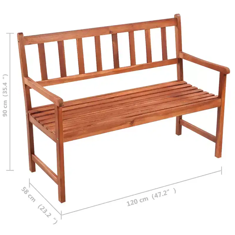 Garden Bench Natural Wood Solid Acacia wood, Fabric (100% polyester)
