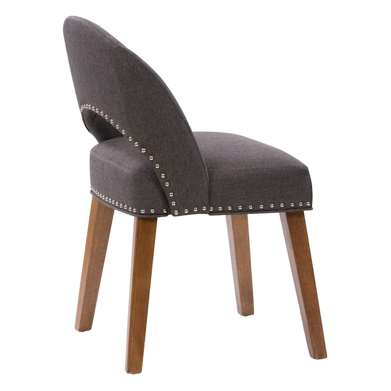 Mid-Century Modern Upholstered Dining Chair with Nail Head Trim, Set of 2