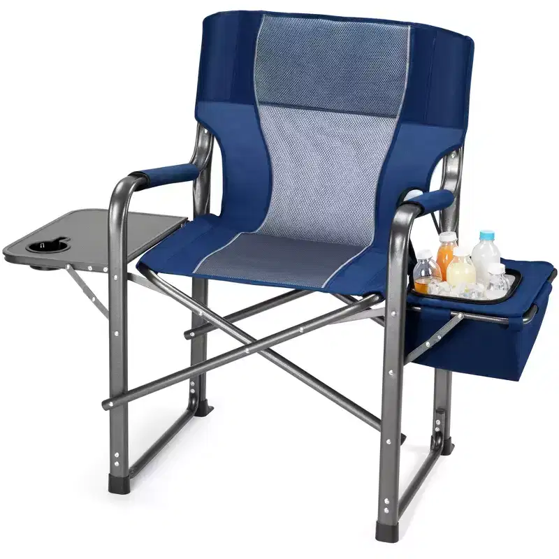 SUGIFT Extra-Wide Folding Camping Chair with Cooler Bag, Side Table & Padded Seat, 400 lbs Capacity
