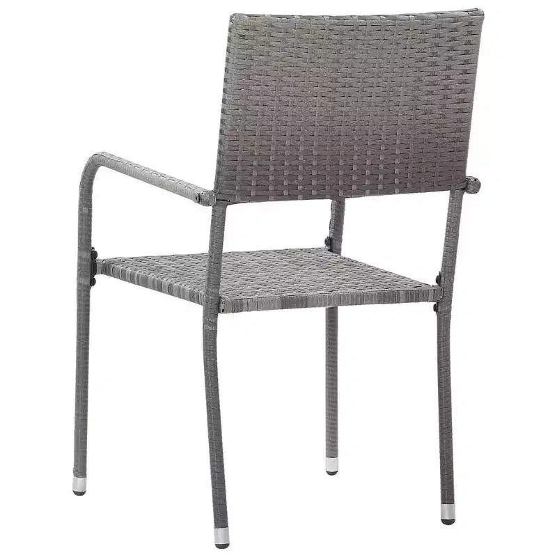 vidaXL Garden Dining Chair Set of 4 Grey PE rattan, steel Standard - Gray 4