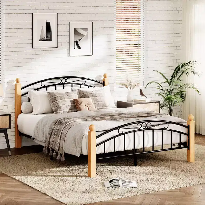 Bed Frame with Headboard, Twin Size Metal Platform Bed Frame with Steel Slats, No Box Spring Needed, 14-Inch Under-Bed Storage