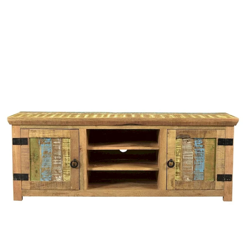 Handmade Solid Mango Wood TV Console (India) - 60 x 18 x 22