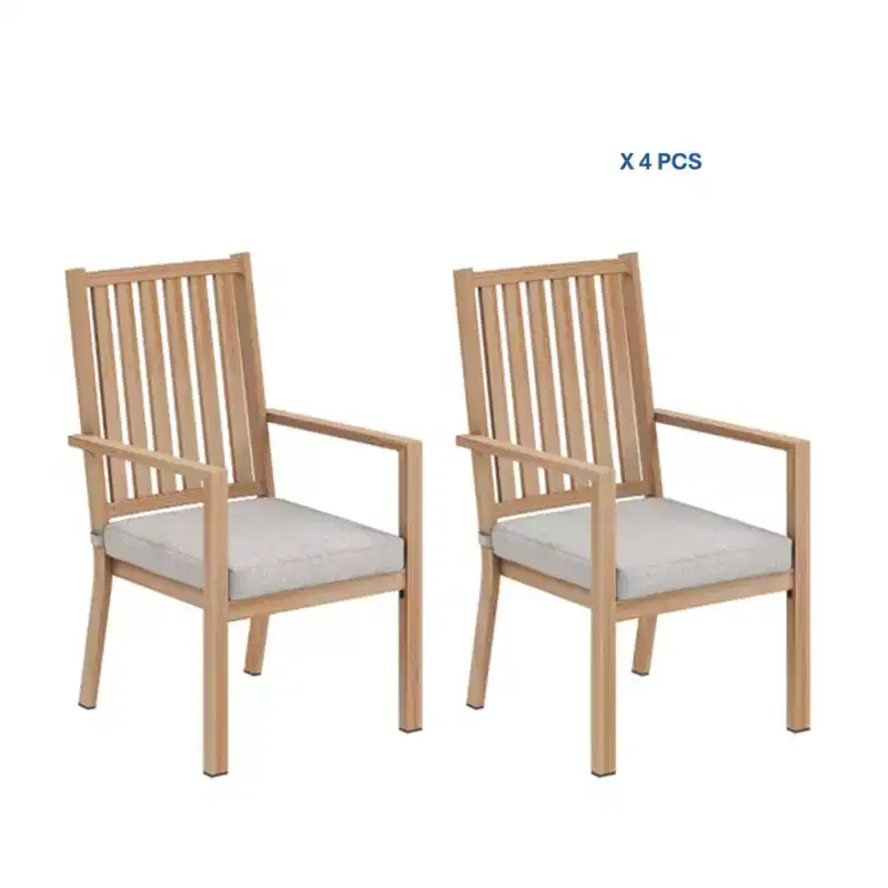 Set of 4 23 All-Weather Aluminum Patio Dining Chairs with Thick Cushions