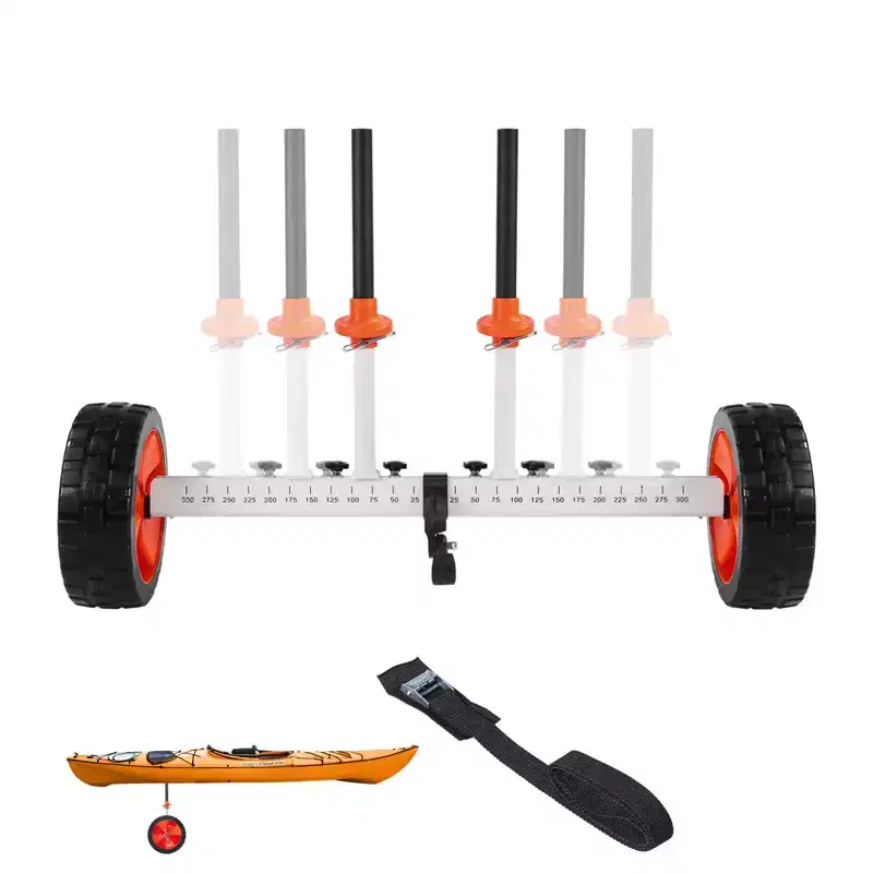 Kayak Cart, 230 lbs Load Capacity, Canoe Cart Dolly with 10-inch Solid PU Tires & Kickstand, Assembles & Disassembles Within Seconds, Multicolor