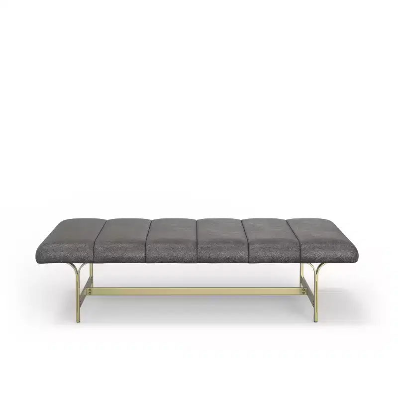 Vegan Leather Upholstered Coffee Table with Metal Base, 52